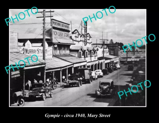 OLD POSTCARD SIZE PHOTO OF GYMPIE QLD VIEW OF MARY STREET ca1940