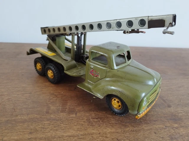CAMION GRUE JOUET Ancien Mecanique Tole 1960 No GAMA