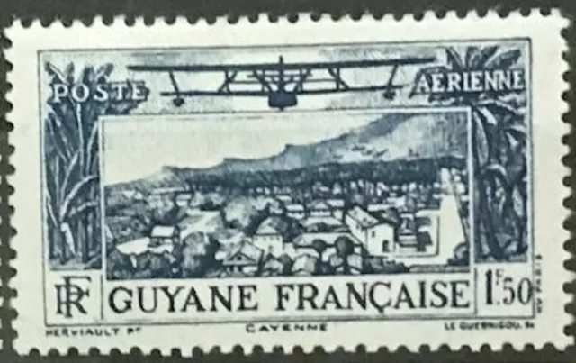 French Guiana #YTPA13 MNH 1933 Cayenne Plane [C3][Toning Spots]