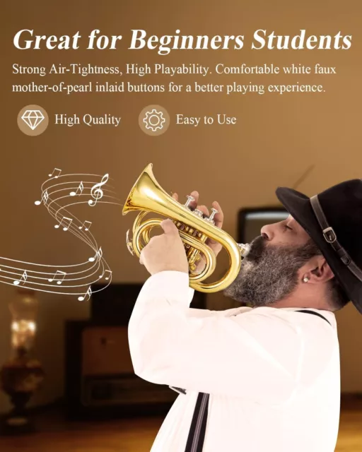 Eastar Pocket Trumpet Bb Mini Trumpet SCHOOL BAND STUDENT / INTERMEDIATE / PRO 2