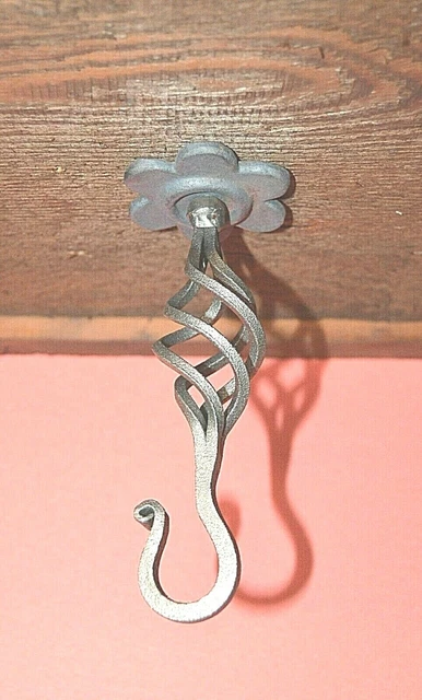 Lighting Ceiling Swag Beam Hook, Wrought Iron  5" Basket Hook, 5/16" x 2" screw