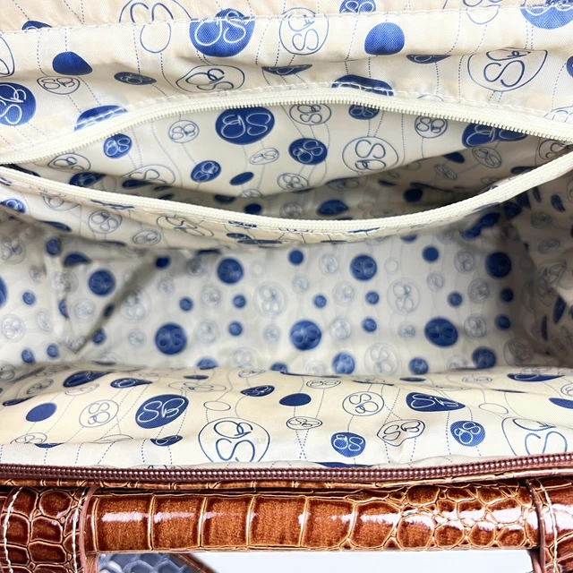 Samantha Brown Croc Embossed Blue/Gray Weekend Shoulder Tote Bag Luggage PVC 12