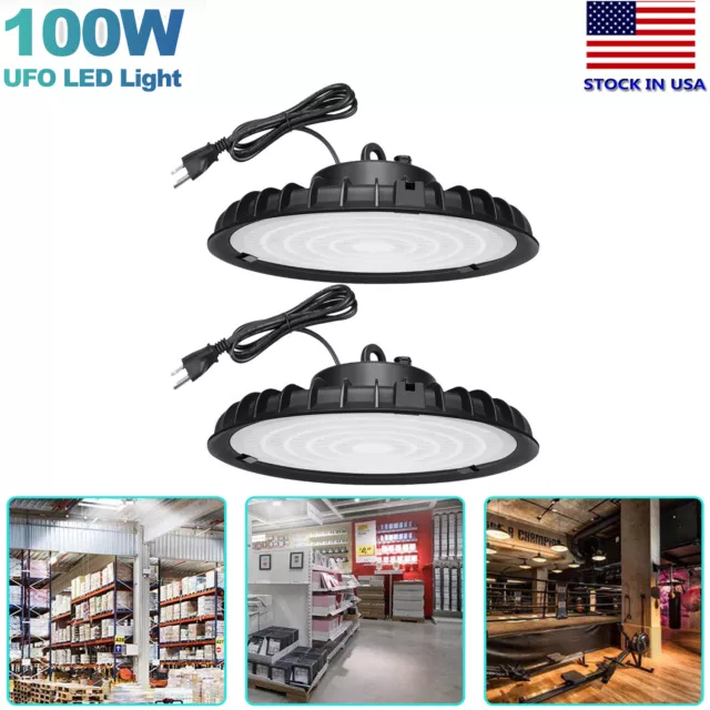 2PCS 100W UFO LED High Bay Light 100Watt Work GYM Warehouse Industrial Workshop