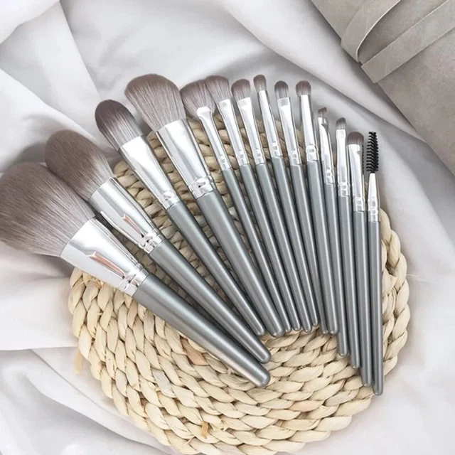 14 Pcs Sliver Makeup Brushes Set Eye Shadow Foundation Blush Brush Beauty Tools