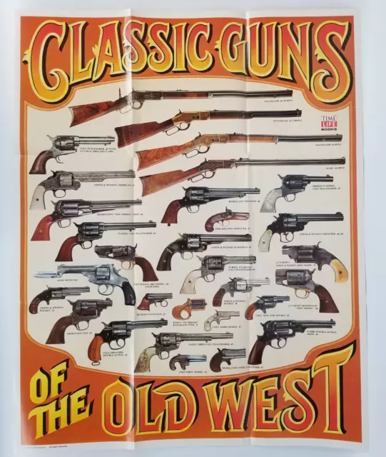 Time Life Books Original 1979 “Classic Guns of The Old West”  Vintage Gun Poster