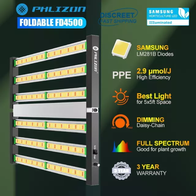 PHLIZON FD4500 LED Grow Light Bar Strip Samsung Commercial Indoor Veg Flower CO2