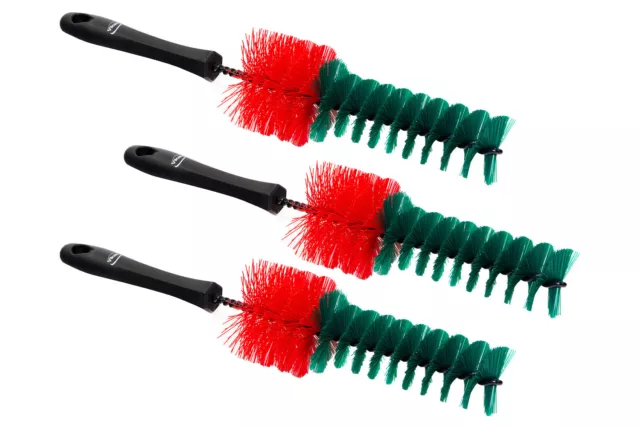 Vikan Brosse pour Jantes 3 Pièce Balayette de Voiture Propre Dur Et Souple Poils