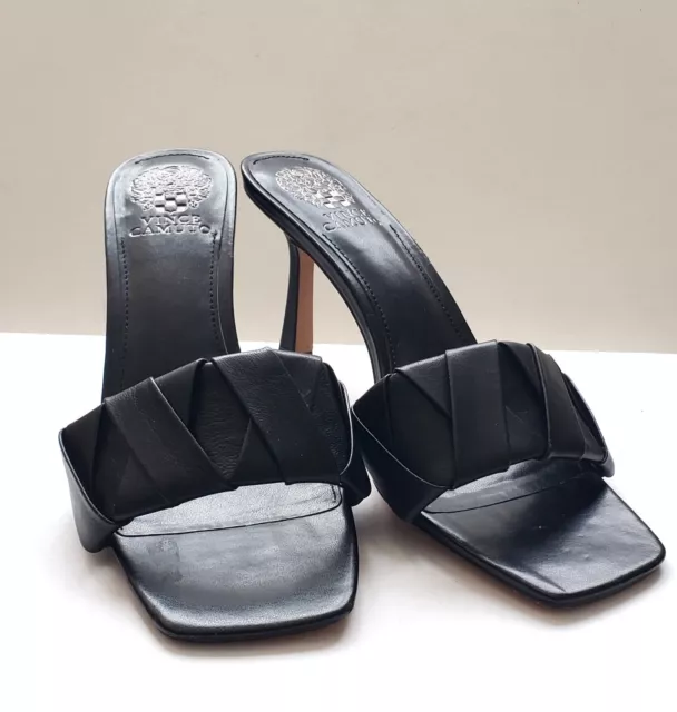 Vince Camuto Endonta Sandal Black Leather Women's Size 10m slip on