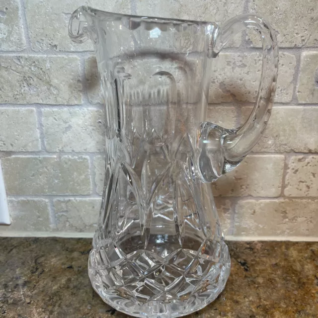 American Brilliant Period Cut Crystal Glass Drink Pitcher Size 9” Tall Geometric