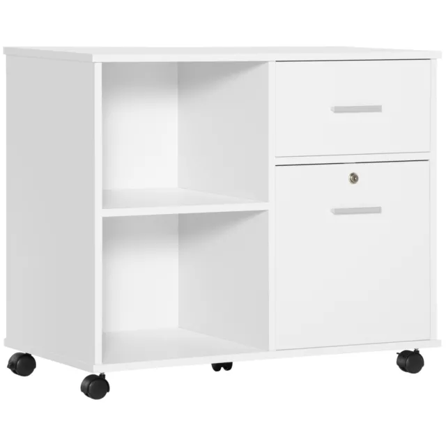 Vinsetto Filing Cabinet Mobile Printer Stand W/ Drawer for A4 Size Files, White