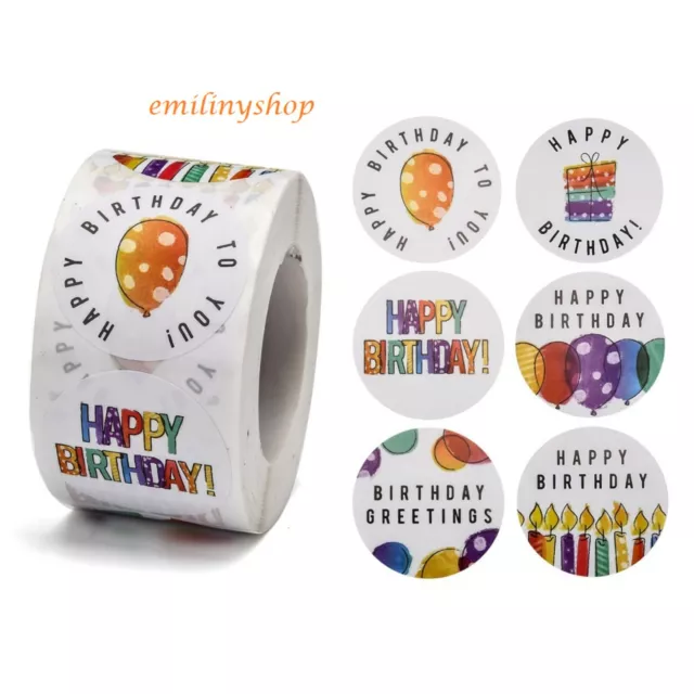 lot 25 etiquettes stickers coloré happy birthday joyeux anniversaire neuf