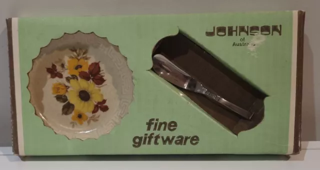 Vintage 1970's 'Johnson of Australia' Butter Dish & Knife