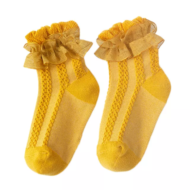 1 Pair Baby Socks Breathable Comfortable Ruffle Stockings White Socks Cartoon
