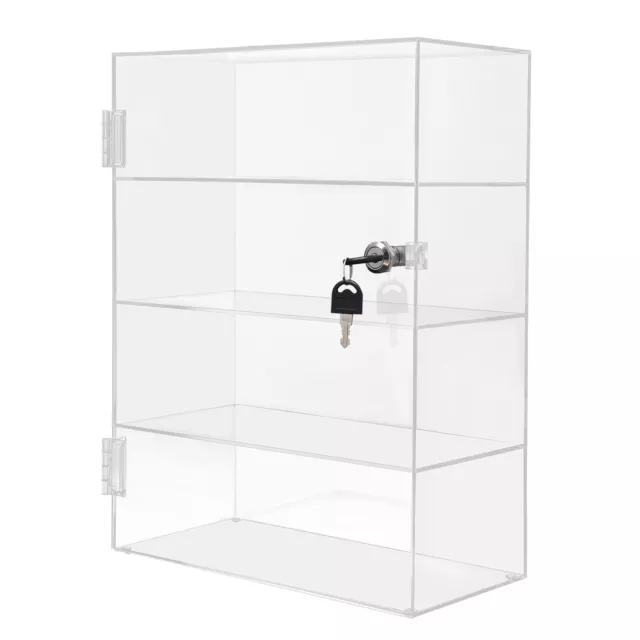 4-Layer Clear Acrylic Countertop Display Case Locking Cabinet Showcase Box USA