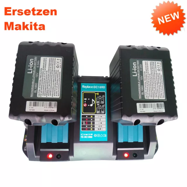 BL1850B Batteria per Makita 18V 9Ah - 4Ah BL1840 BL1830 + Caricabatterie doppio 2