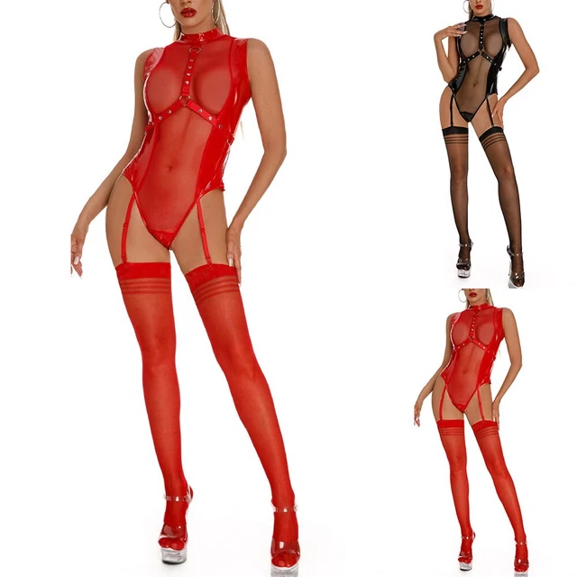 Durevole Sera Casa Tuta Body Effetto Bagnato Abiti per la Danza Moda Calzamaglia