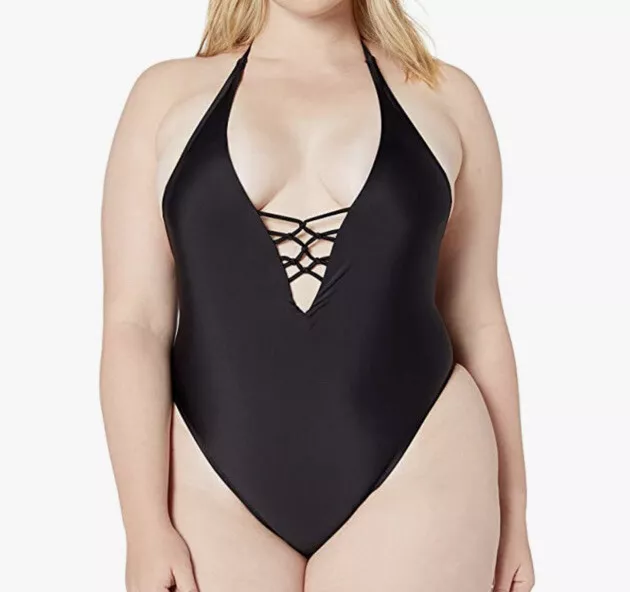 NWT Volcom Women's Simply Solid One Piece Swimsuit, Black Plus Size XL