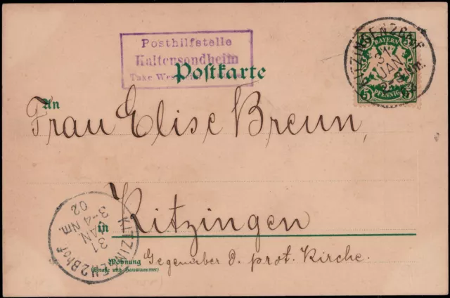 Bayern; "… KITZINGEN", PHST R3 klar auf AK 1902, Kitzingen