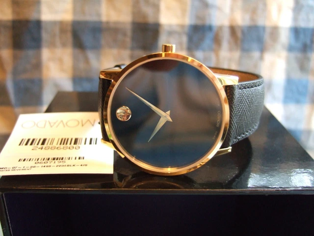 New in Box Men's Movado Classic Museum 0607195 40mm Gold  PVD Watch RRP £549!