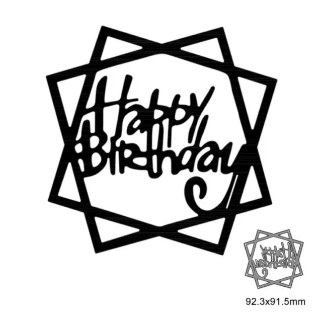Happy Birthday Square Frame Metal Cutting Dies Scrapbooking Embossing Stencils