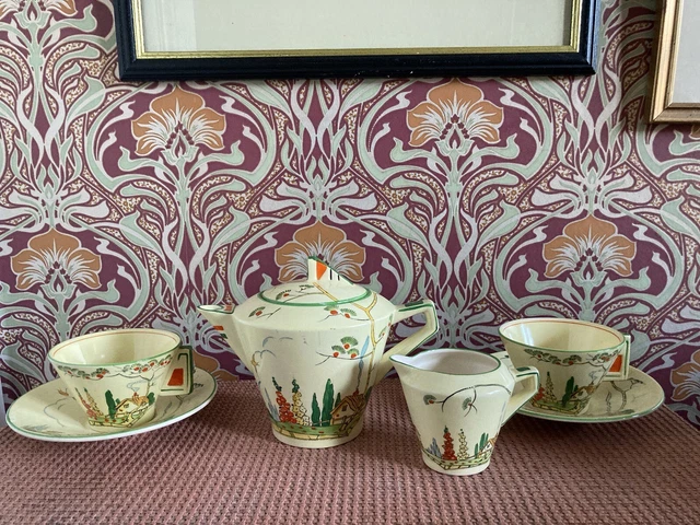 Grimwades Art Deco Tea Service Royal Winton Ivory Norman Shape Set 1930s