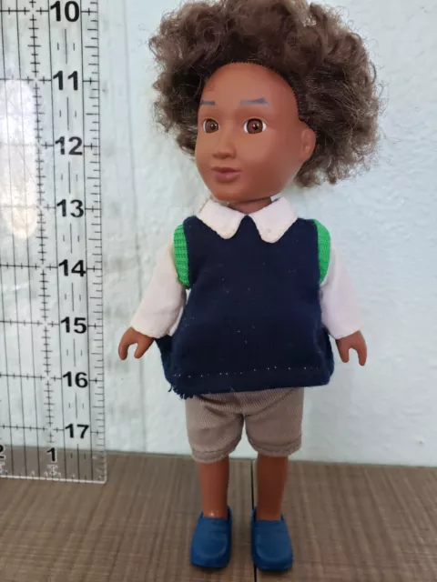 2015 My Life as Mini School Boy Doll Curly Brown Hair 7" Tall Missing Glasses