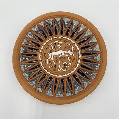 Bonis Rhodes Art Pottery “Capricorn” Hand Made Wall Plate Rhodes, Greece 4.75”