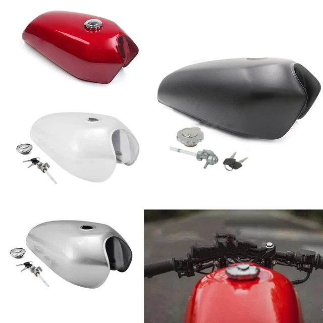 US 9L/2.4 Gallon Universal Bikes Cafe Vintage Fuel Gas Tank w/ Cap Switch Red