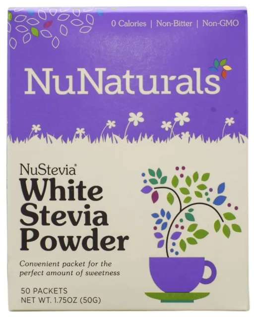 NuNaturals NuStevia - Polvere di Stevia bianca - 100 confezioni - Dolcificante naturale