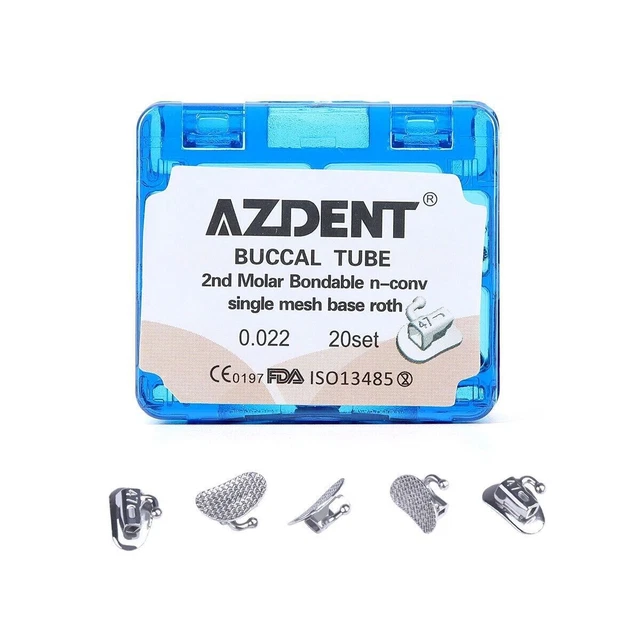 AZDENT Dental Orthodontic 2nd Molar Buccal Tube Bonding Non-Convertible MeshBase