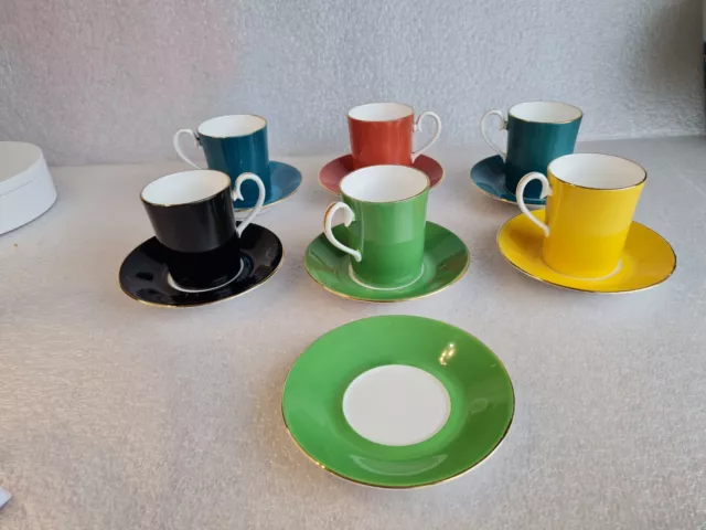 Royal Albert Colourful Tea / Coffee Cups and Saucers - Harlequin
