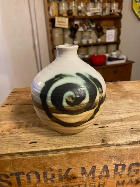 Vintage Moffat Studio Art Pottery Scottish Vase - Gerard T Lyons - Spiral Design