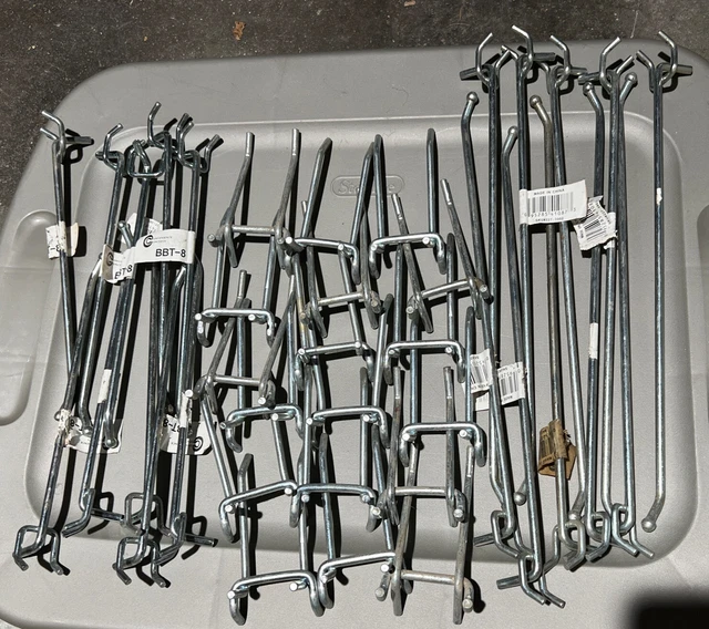 Peg Board Hooks Assorted Shapes And Sizes 10 12” 10 8” 18 Double 3”
