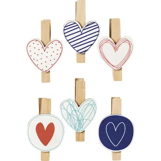 Knorr Prandell Hearts Wooden Pegs for Gift Bags 6pcs