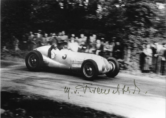 Manfred von Brauchitsch 1937 W196 Mercedes signed professional photo autograph