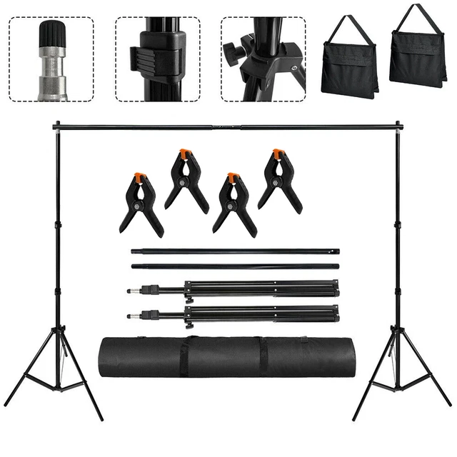 3x2m Fotostudio Hintergrundsystem Teleskop Hintergrund Stativ mit Tasche Ori. DE