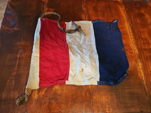 Antique Maritime Nautical Signal Flag Code T  Dettra Flag Co. Original As Found