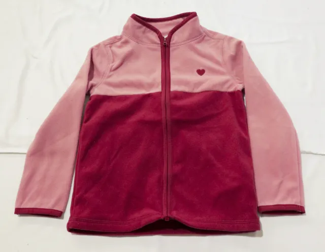 OshKosh B'gosh Girl's Heart Patch Zip-Up Fleece Cozie CM5 Pink Size 4 NWT