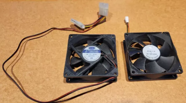 (2) PC Case Cooling Fans 12V 4 Pin Pass-Thru & 3 Pin 80mm x 80mm x 10mm