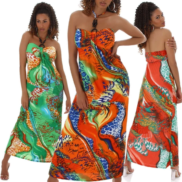 Femmes Coloré Robe Maxi Motif en Ligne A Jupe Maxi Dos-Nu 120 CM Multicolore