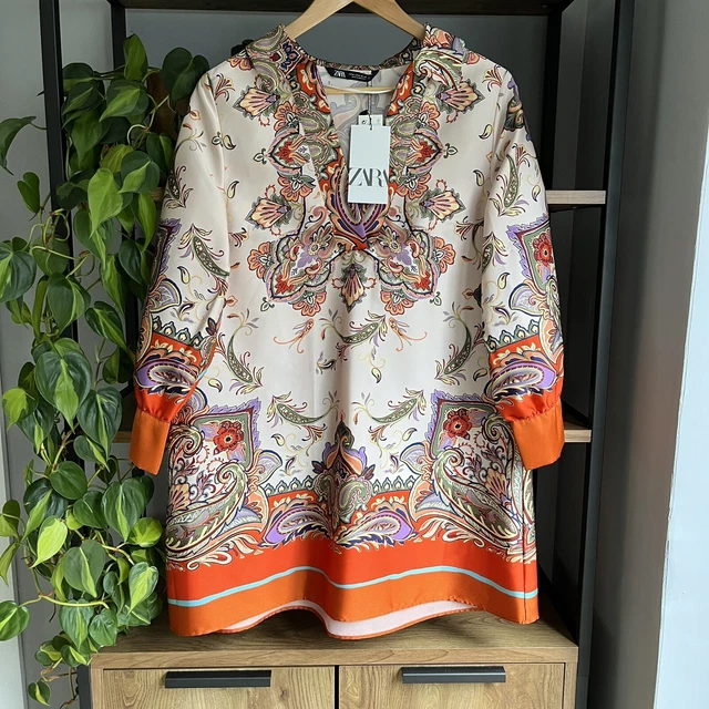 Zara Size M / Uk 10 12 Multicoloured Printed Satin Oversize Mini Tunic  Dress Nwt £39.99 - Picclick Uk
