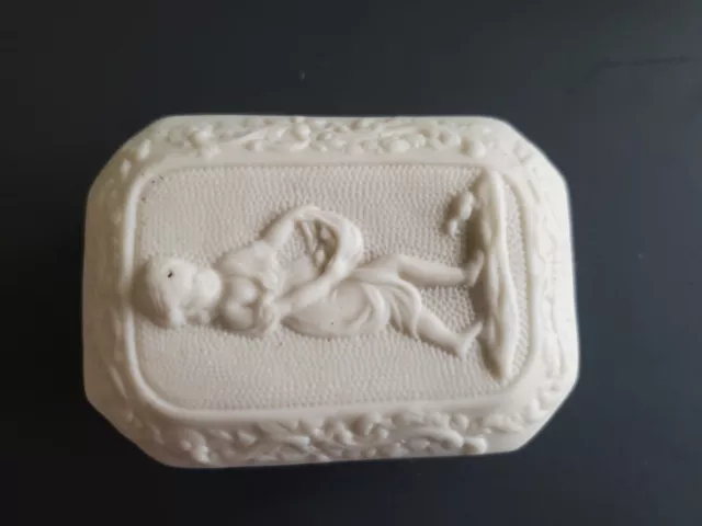 Vtg Parian Trinket Box Bisque Porcelain