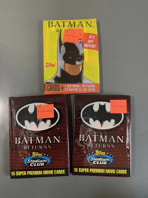 Tarjetas coleccionables Topps Batman Returns 1991 - lote de 3