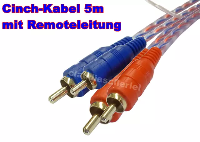 DIETZ CINCH KABEL 5m 2 fach geschirmt MIT REMOTE-LEITUNG FÜR VERSTÄRKER ENDSTUFE