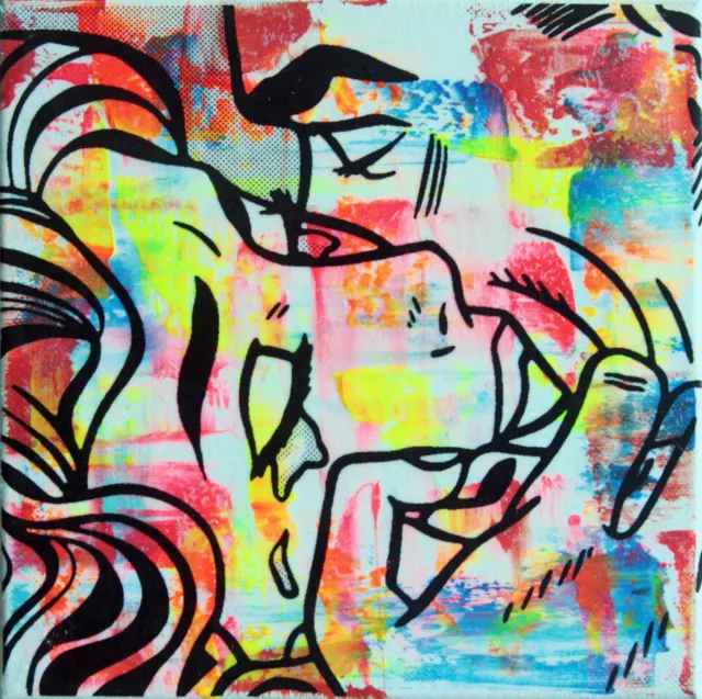 LOVE lichtenstein  PEINTURE tableau pop street art graffiti paint canvas signed