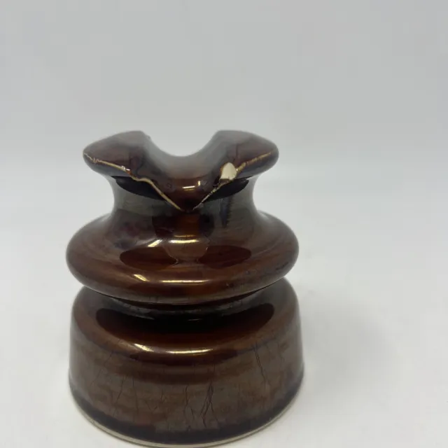 Vintage Rare Locke HI-Top 77 USA Porcelain Electrical Insulator Chocolate Brown 7