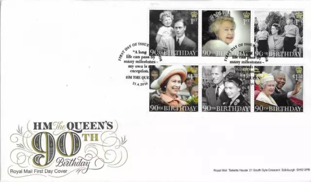 GB  Comm/FDC -  Her Majesty the Queen 90th Birthday - Windsor - 2016 (RM192)