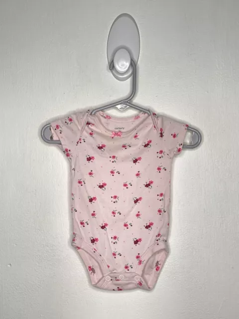 Carters Flower One Piece Bodysuit Baby Girls Size 3 Months Pink Short Sleeve