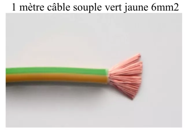 câble électrique souple de terre 6 mm2 vert jaune 1 mètre