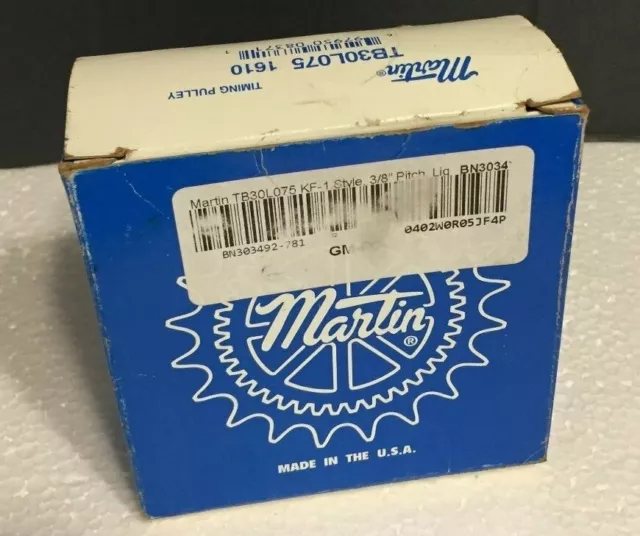 Martin, TB30L075, 1610, Timing Pulley,  New in Box   Made in U.S.S.